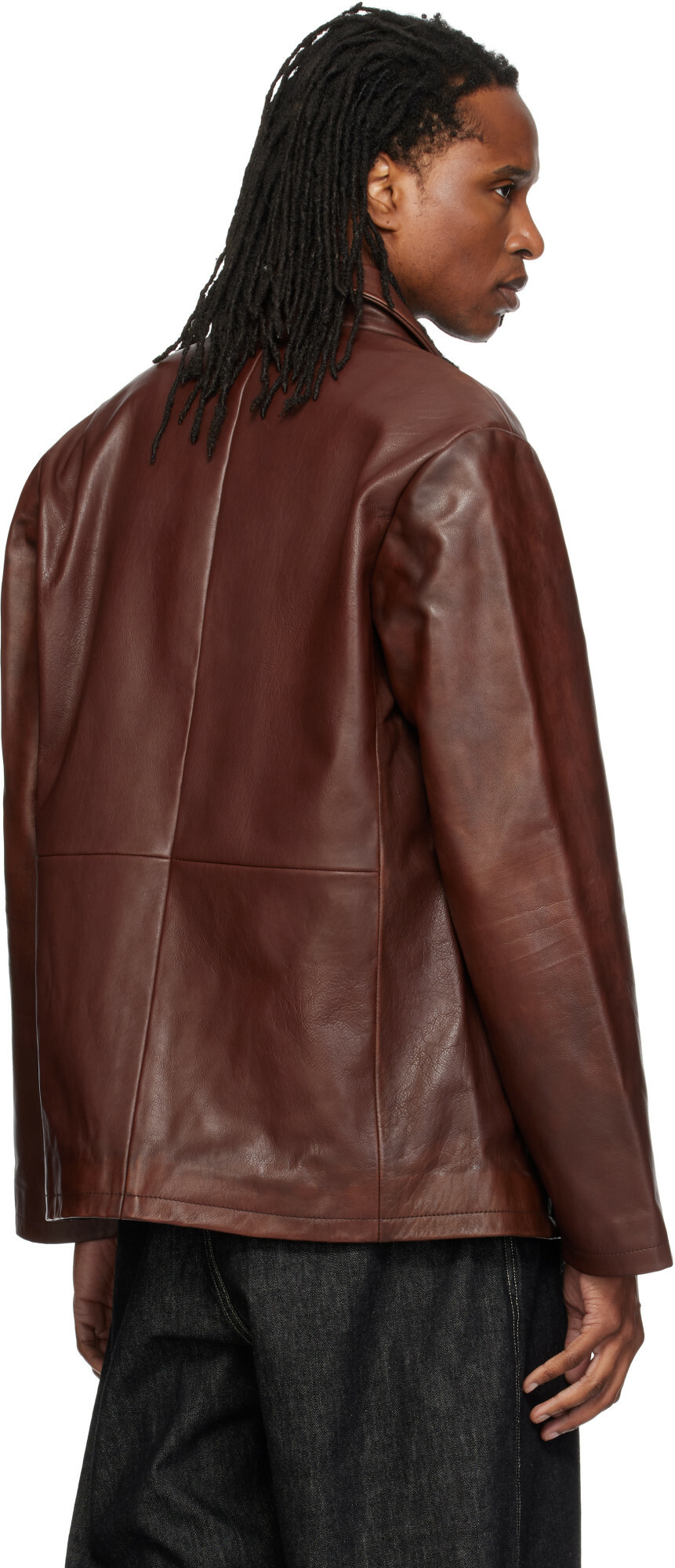 Studio Nicholson Brown Landau Leather Jacket