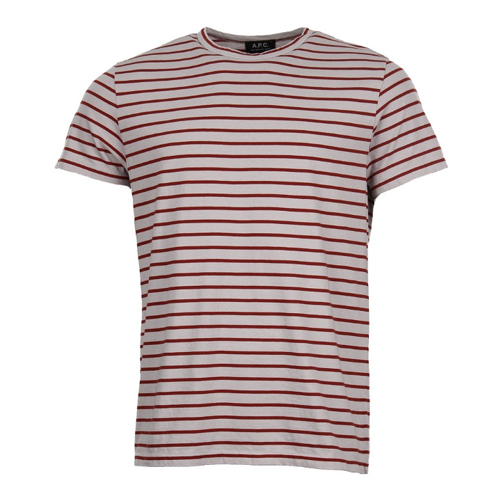 Photo: Striped T Shirt - Grey / Brick