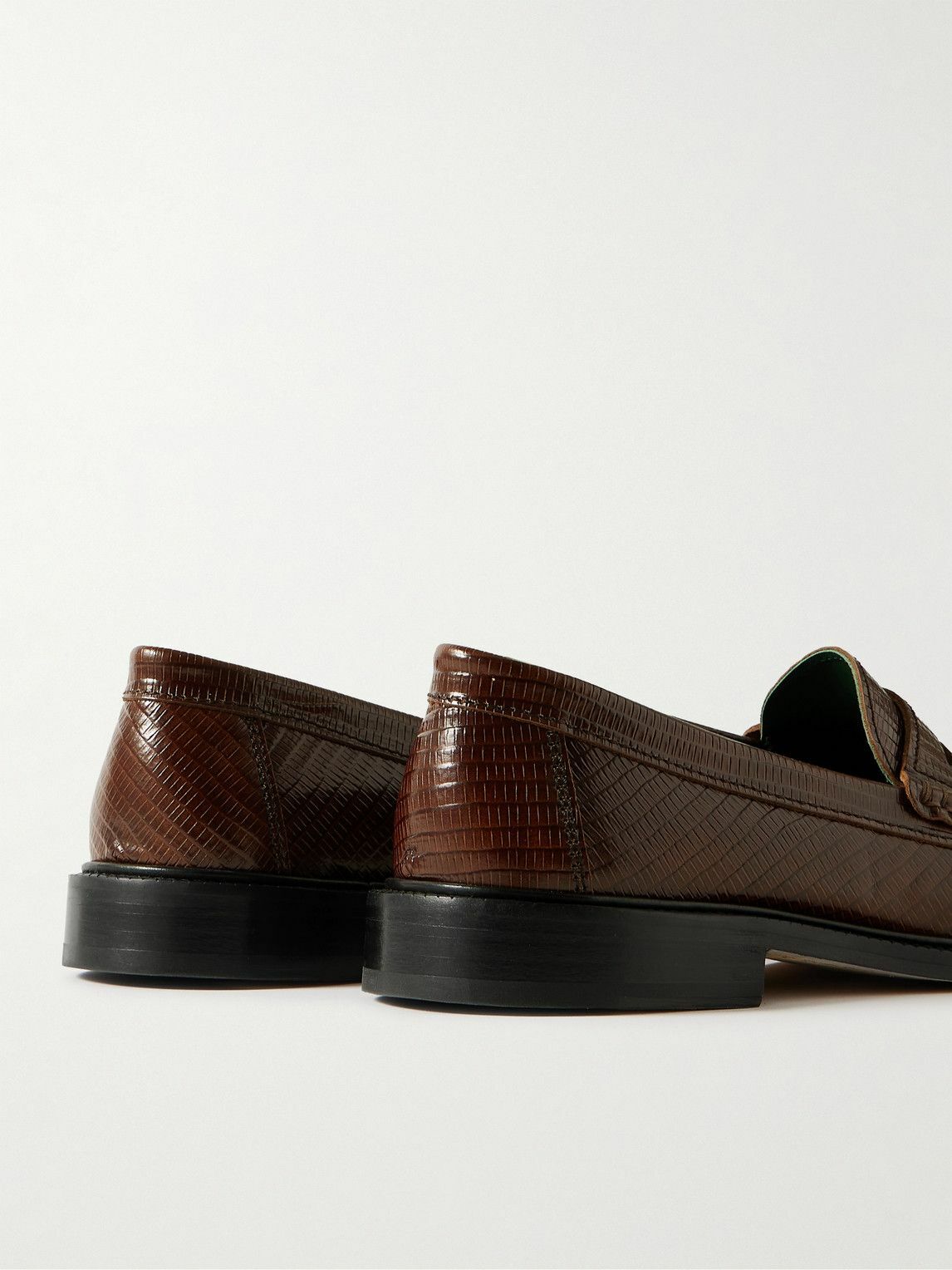 VINNY's - Yardee Lizard-Effect Leather Penny Loafers - Brown