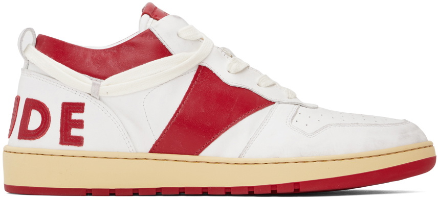 Rhude White & Red Rhecess Low Sneakers Rhude