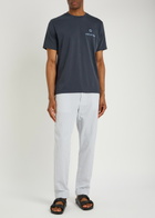 Frescobol carioca Dinis Embroidered Cotton T-shirt Navy