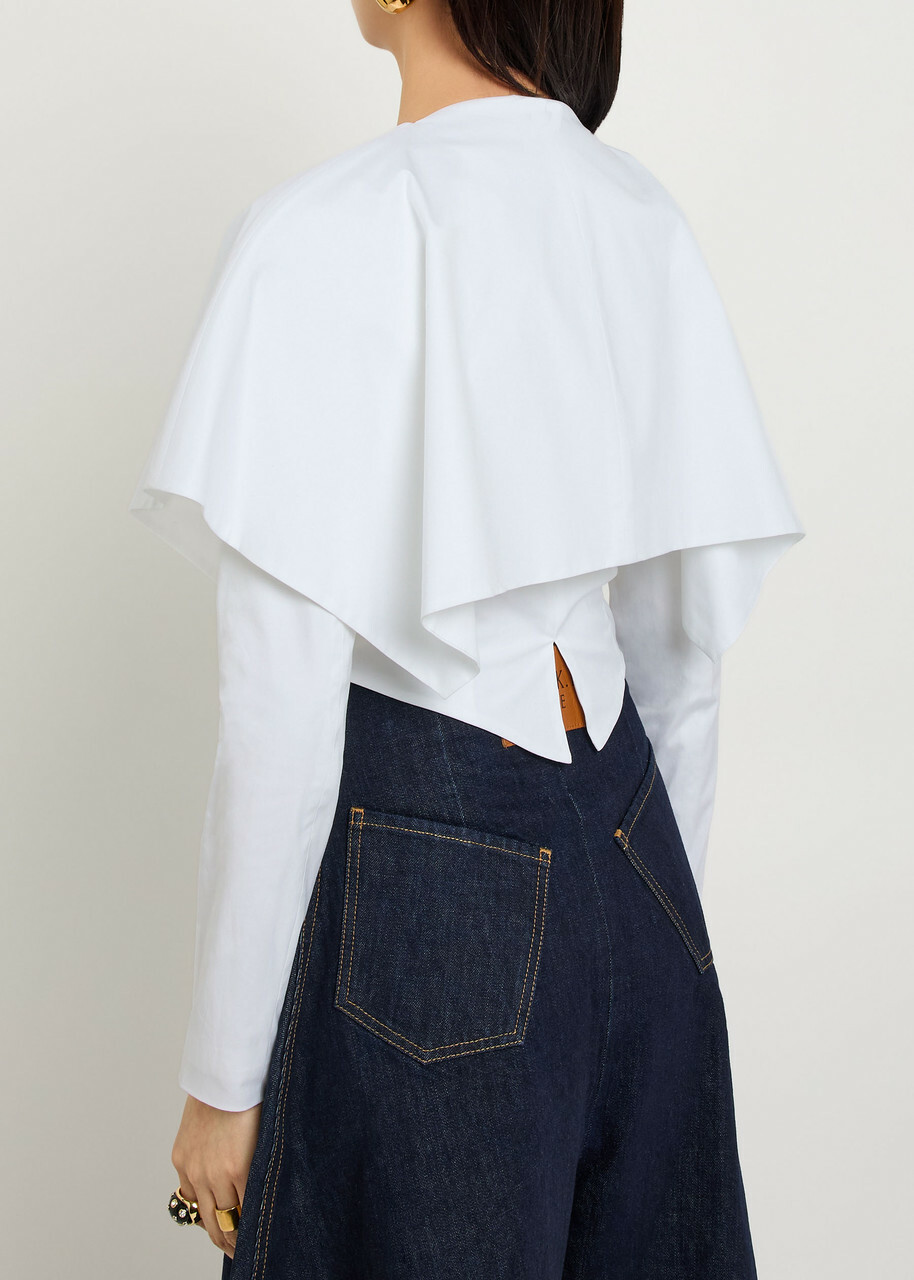 A.W.A.K.E Mode Oversized-collar Cropped Cotton-blend Jacket White