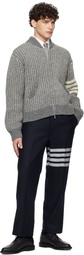 Thom Browne Gray Irish Wool 4-Bar Bomber Jacket