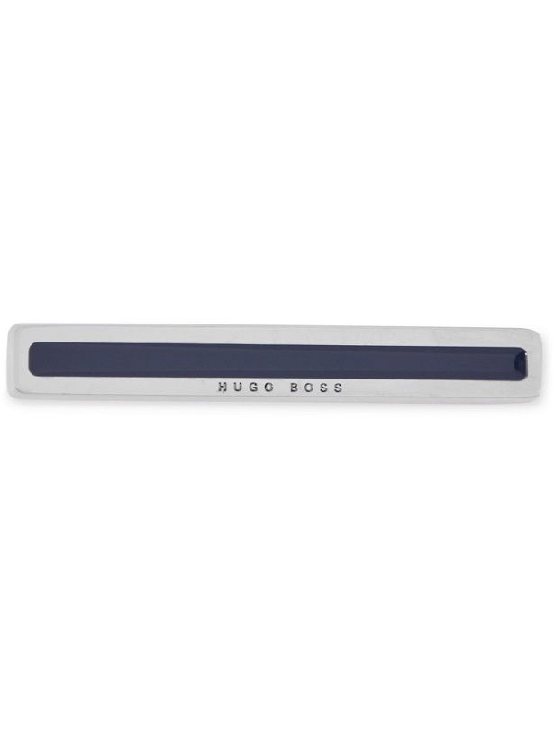 Photo: HUGO BOSS - Logo-Engraved Silver-Tone and Enamel Tie Clip