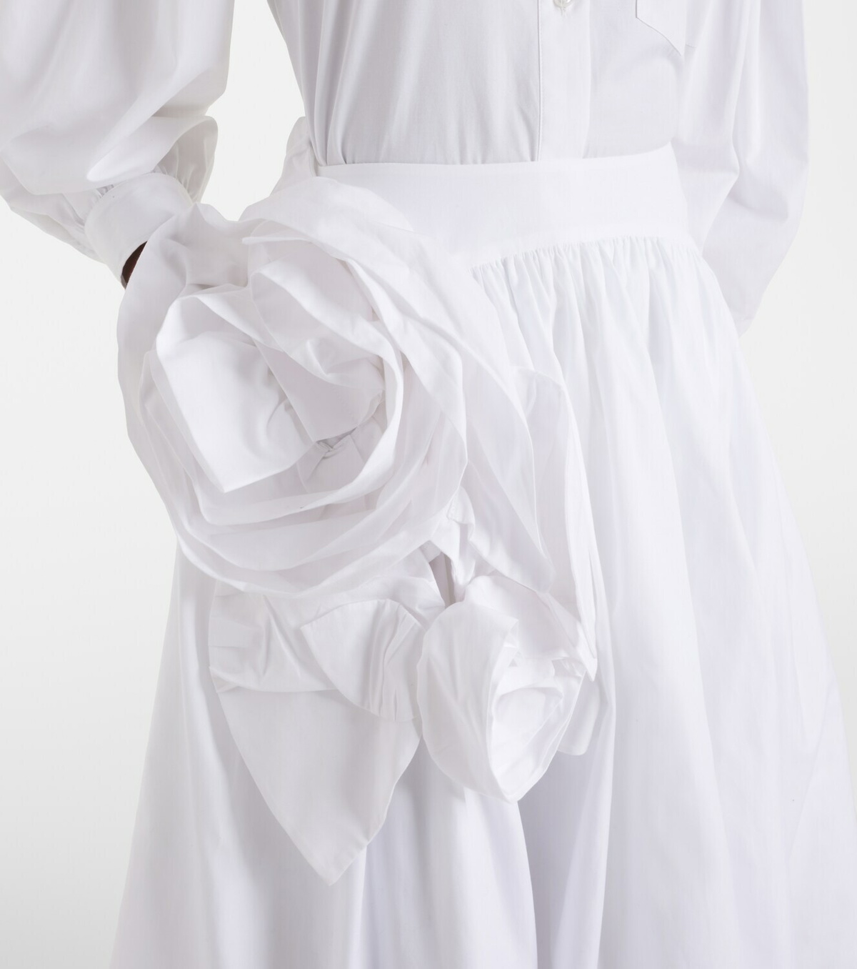 Simone Rocha Floral-appliqué cotton poplin midi skirt