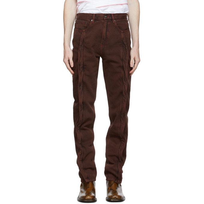 Y/Project Brown Twisted Seam Jeans