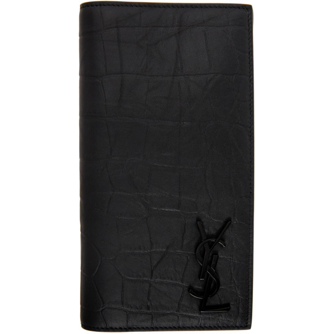 Photo: Saint Laurent Black Croc Monogramme Continental Wallet