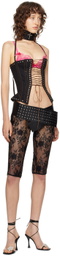 Fancì Club Black Lace-Up Denim Corset
