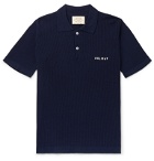 Holiday Boileau - Slim-Fit Logo-Embroidered Virgin Wool Polo Shirt - Blue