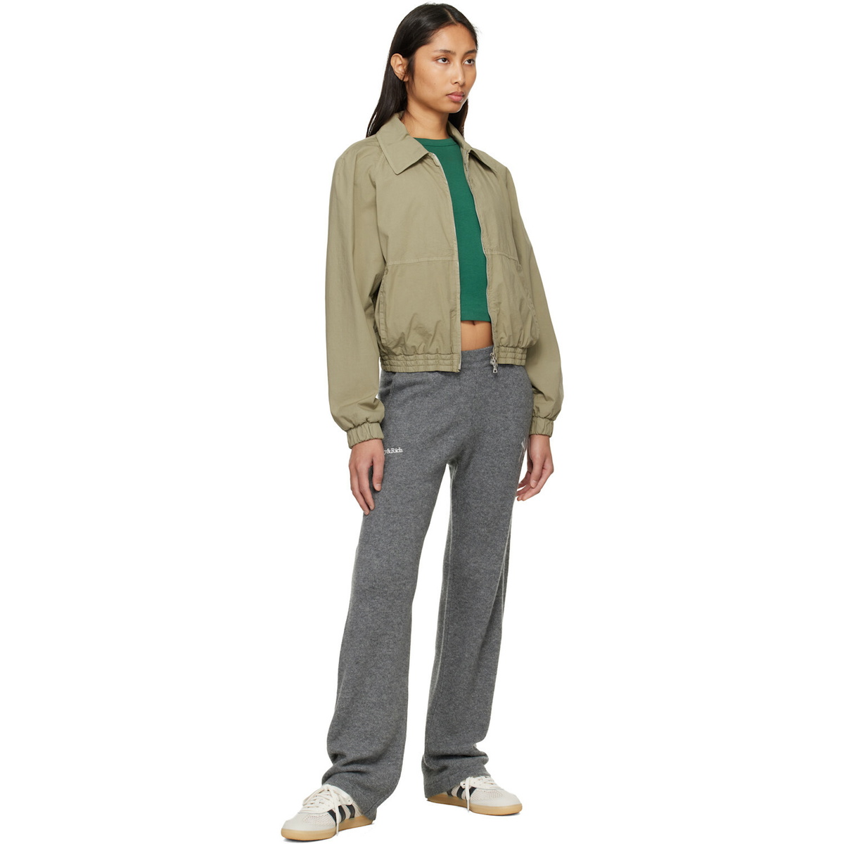 Sporty & Rich Gray Heritage Yankees Serif Cashmere Lounge Pants