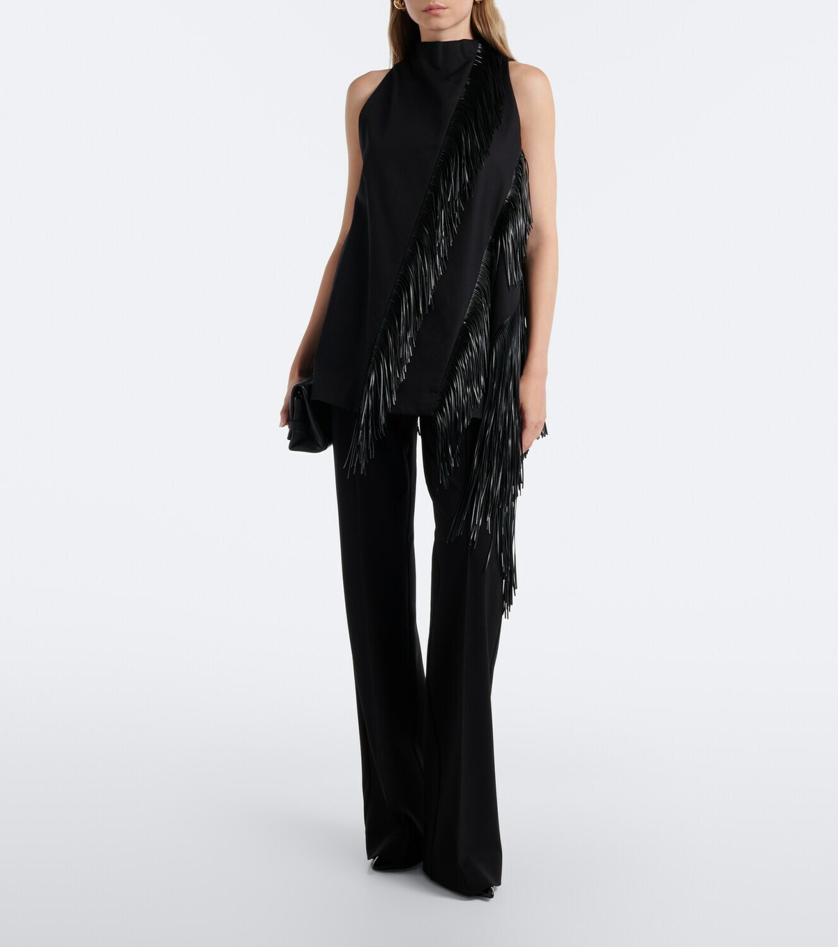 Sportmax Fringed halterneck cotton top