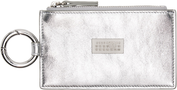Photo: MM6 Maison Margiela Silver Numeric Leather Key Ring Wallet