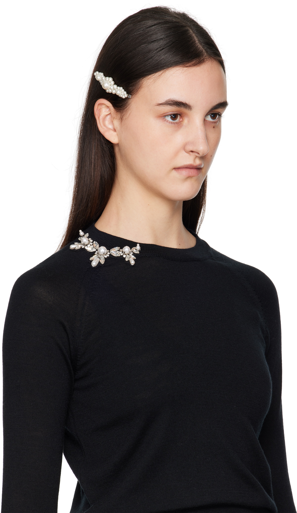 Simone Rocha Silver & White Large Flower Hair Clip Simone Rocha