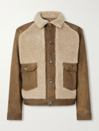 RRL - Fleece-Trimmed Denim Jacket - Brown