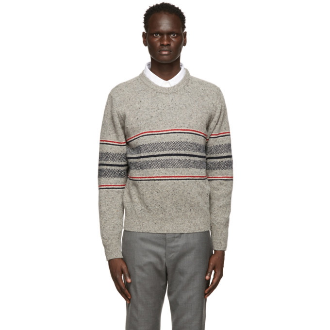 Photo: Thom Browne Grey Mohair Cricket Stripe Sweater