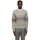 Thom Browne Grey Mohair Cricket Stripe Sweater