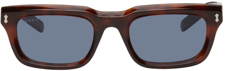 Photo: Gucci Brown Rectangular Frame Sunglasses