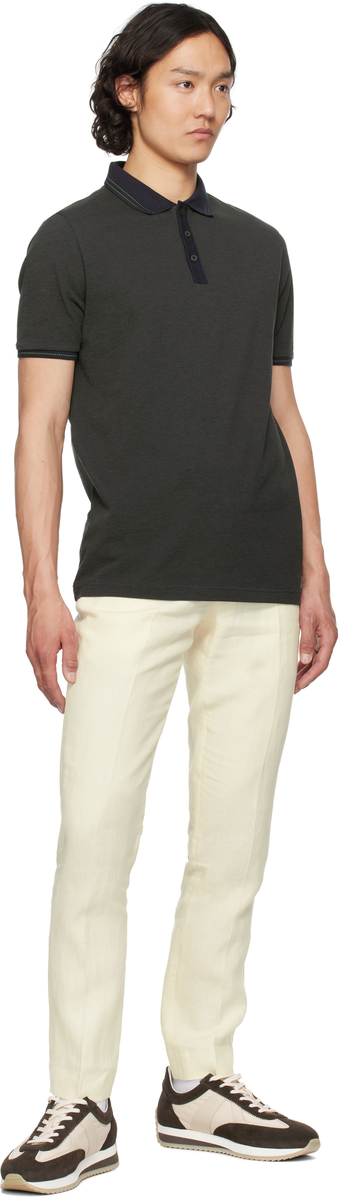 PS by Paul Smith Navy Micro Jacquard Organic Cotton Polo