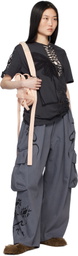 Collina Strada Blue Pleated Denim Cargo Pants