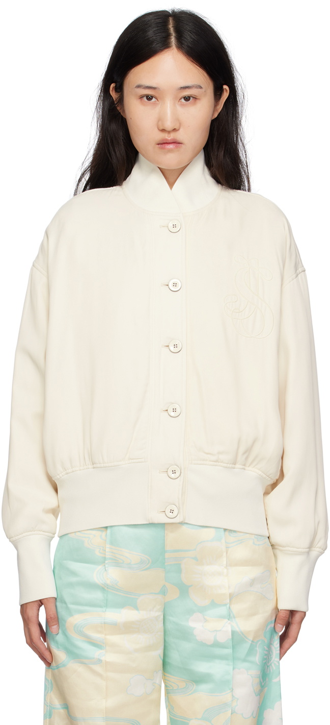 Jil Sander Off-White Embroidered Bomber Jacket