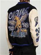 OFF-WHITE - Embroidered Leather Varsity Jacket