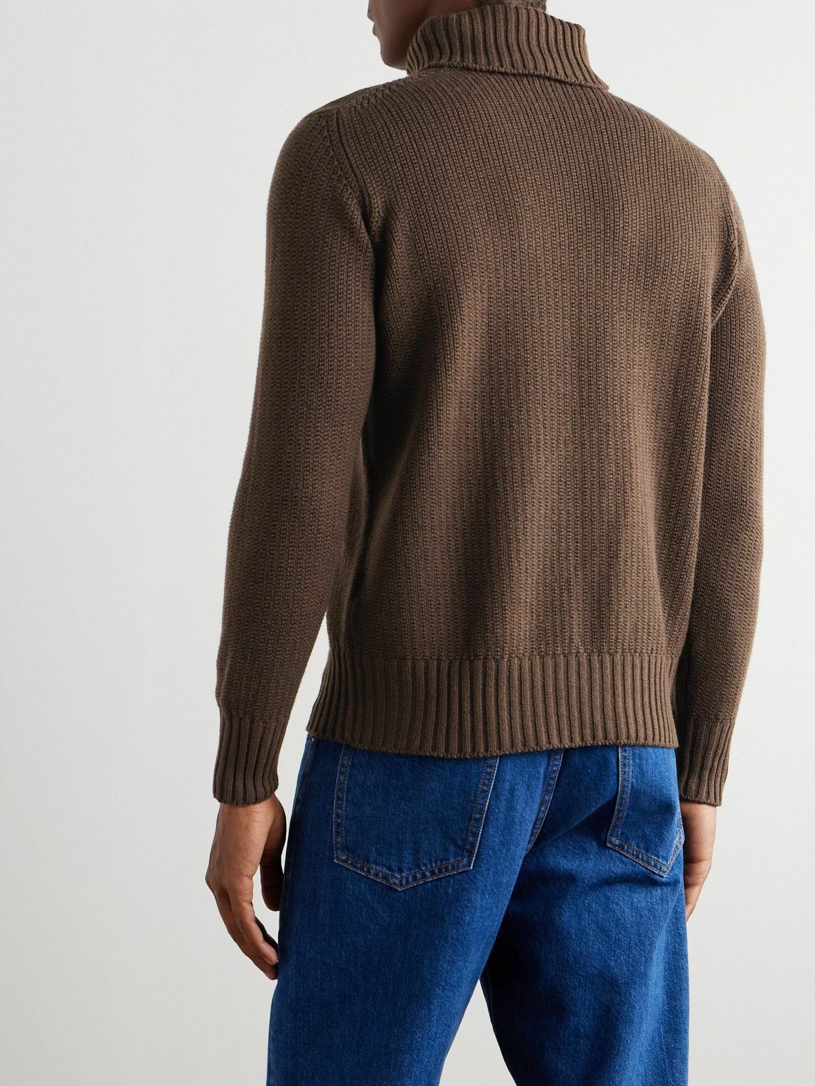 Stòffa - Slim-Fit Ribbed Cashmere Rollneck Sweater - Brown
