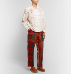 BODE - Patchwork Wool Trousers - Red