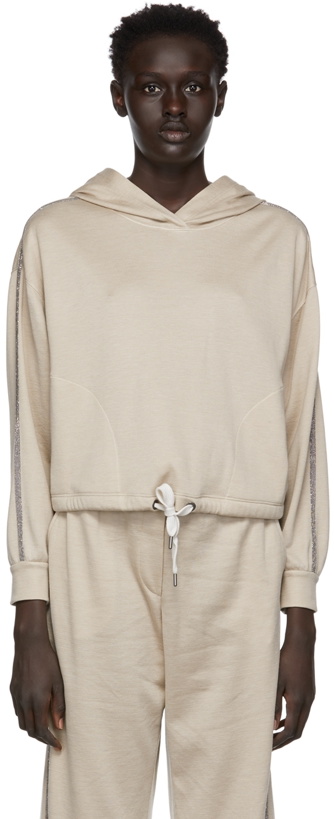 Photo: Brunello Cucinelli Taupe Cotton Silk Hoodie