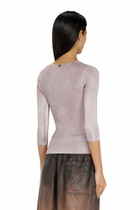 Diesel Ribbed V-neck jumper with contrast bands - T-Shirts Womens in Violet