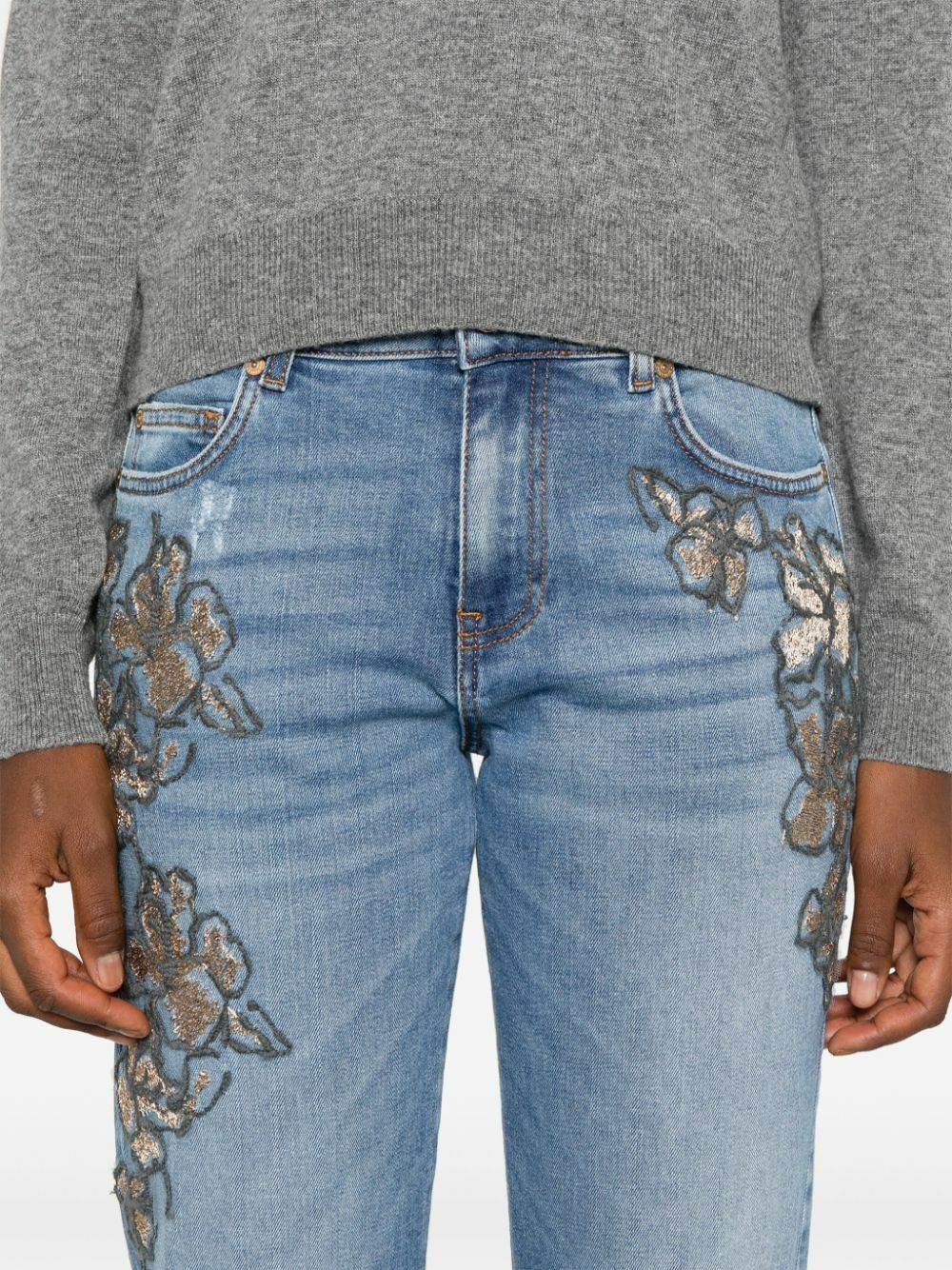 ERMANNO - Embroidered Denim Jeans