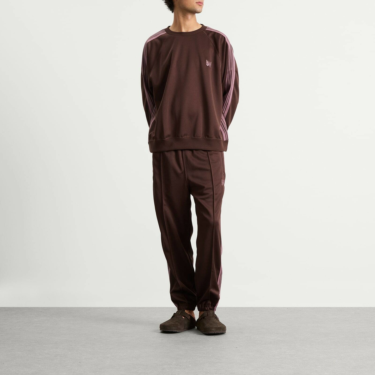 Needles Men's Poly Smooth Crew Neck Sweatshirt in Brown