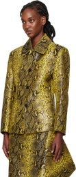 LU'U DAN Black & Yellow 'Year of the Snake' Creep Leather Jacket