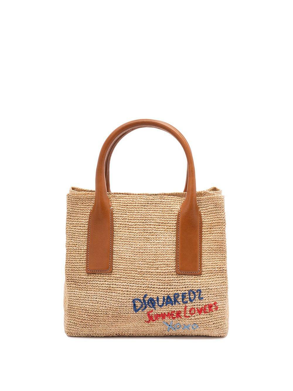 【送料&関税込】Dsquared2 Nude Raphia Logo Pouch Bag Dsquared2 Nude Raphia Logo Pouch Bag Dsquared2