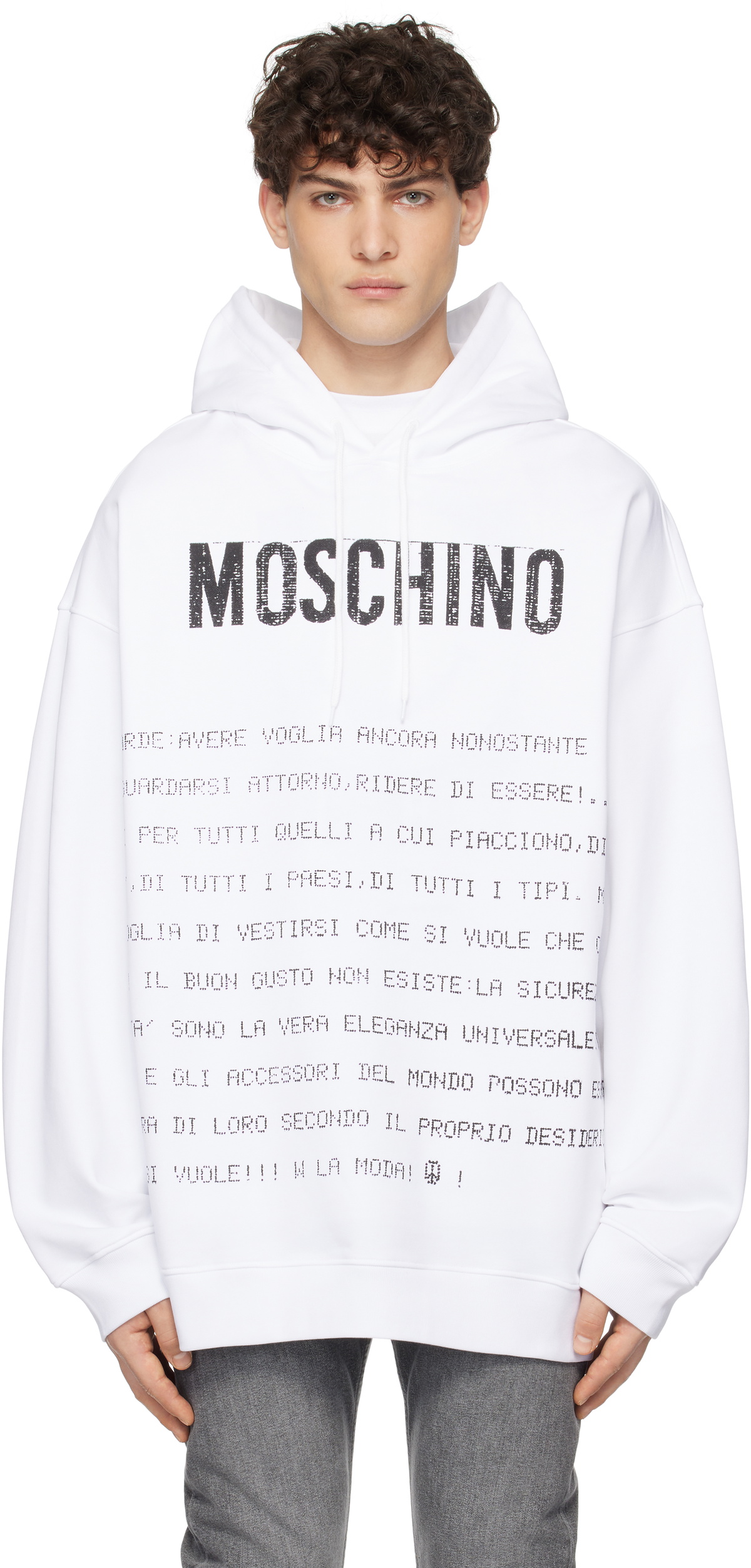 パーカー・フーディ MOSCHINO Men Hoodies V17257028 1001 White Moschino Teddy Bear-motif Hoodie | White | FARFETCH