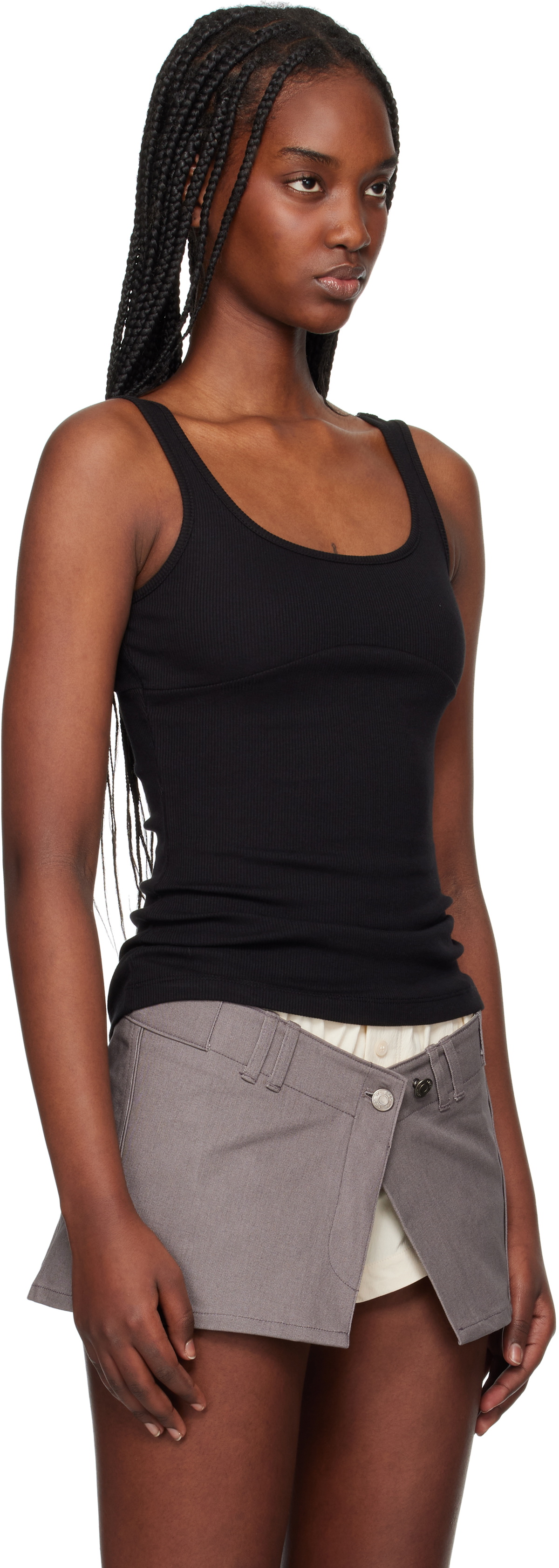OPEN YY Black Ribbed Tank Top