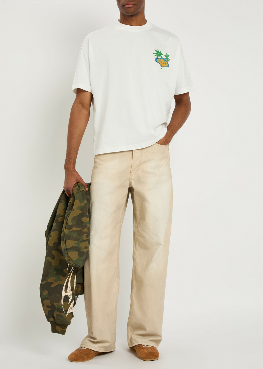 God Made Ocean Side Printed Cotton T-shirt Off White