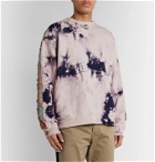 KAPITAL - Ashbury Oversized Tie-Dyed Loopback Cotton-Jersey and Quilted Satin Sweatshirt - Purple