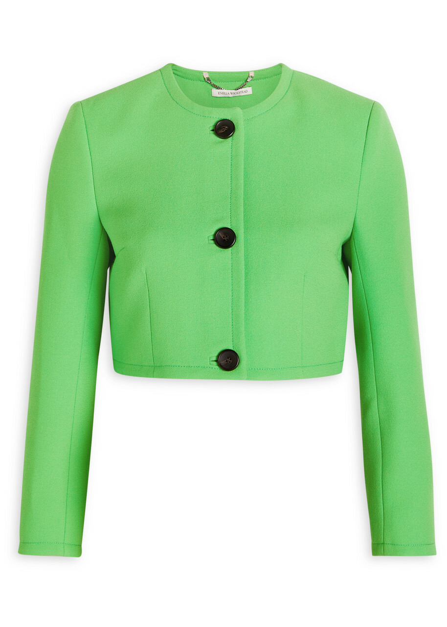 Emilia Wickstead Lizette Wool-crepe Cropped Jacket Green