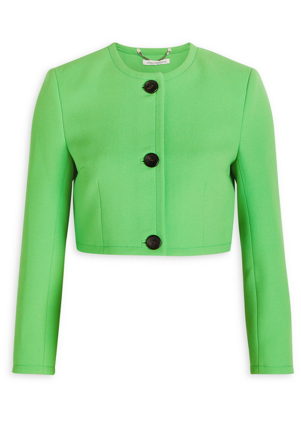 Photo: Emilia Wickstead Lizette Wool-crepe Cropped Jacket Green