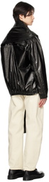T/SEHNE SSENSE Exclusive Black Pleated Faux-Leather Jacket