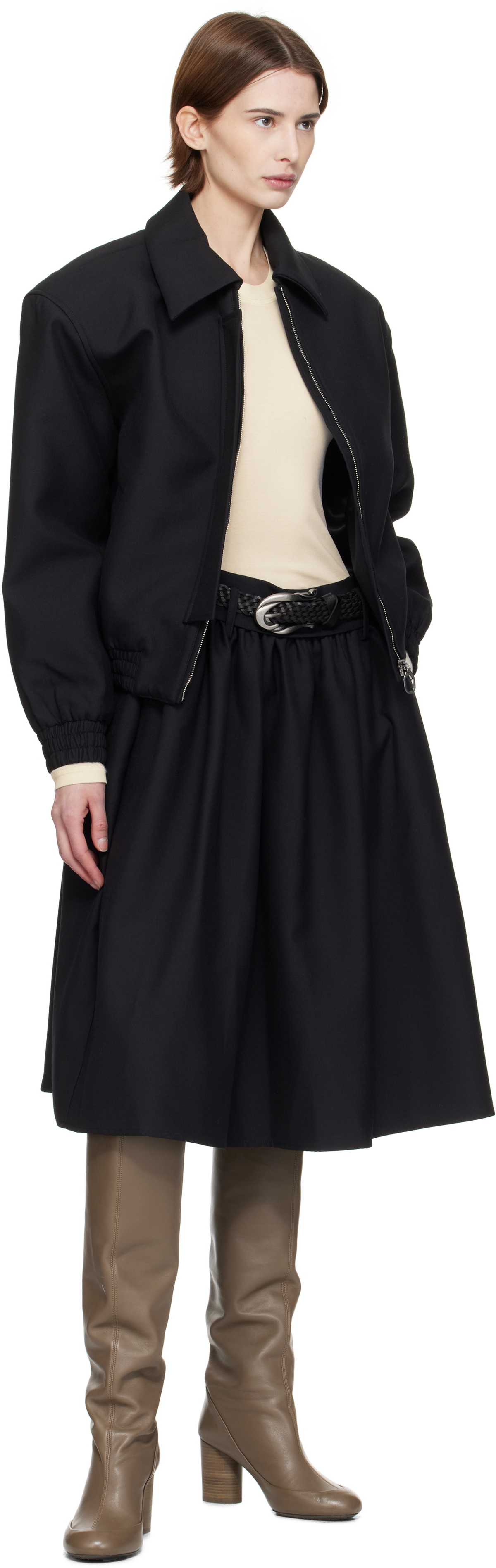 Fax Copy Express Black Puffy Midi Skirt