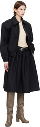 Fax Copy Express Black Puffy Midi Skirt