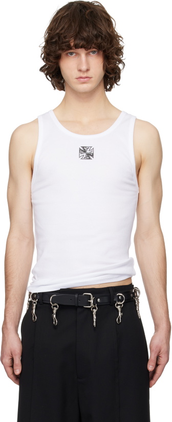 Photo: VETEMENTS White Biker Cross Logo Tank Top