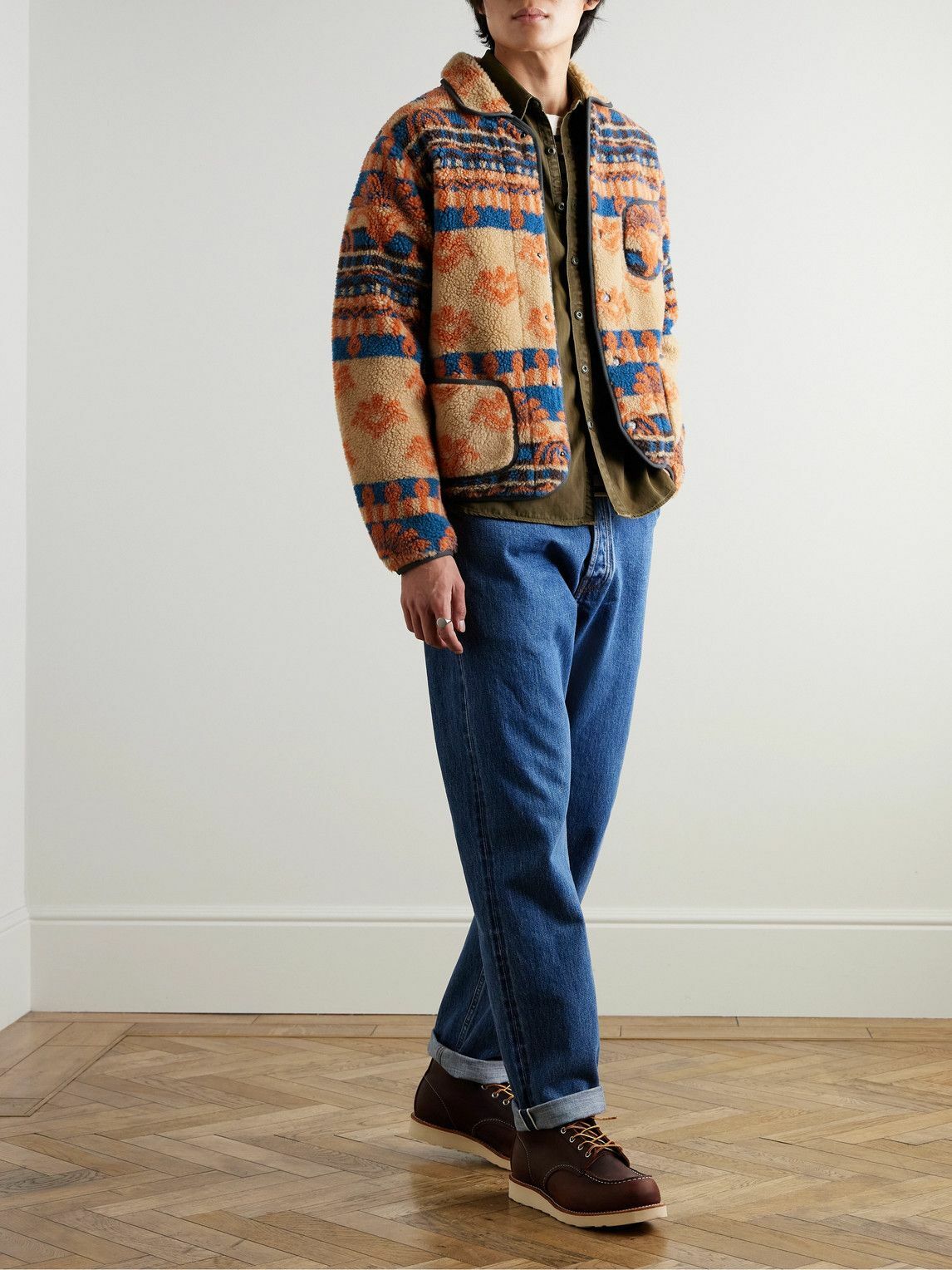 RRL - Bryn Wool-Blend Fleece-Jacquard Jacket - Orange RRL