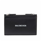 Balenciaga Men's Logo Zip Cardholder in Black/White