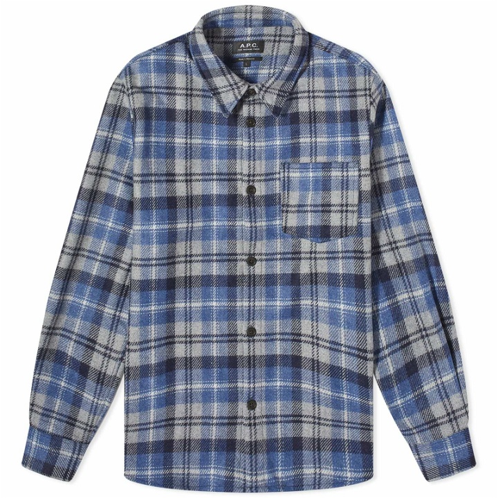 Photo: A.P.C. Valerian Check Overshirt in Blue