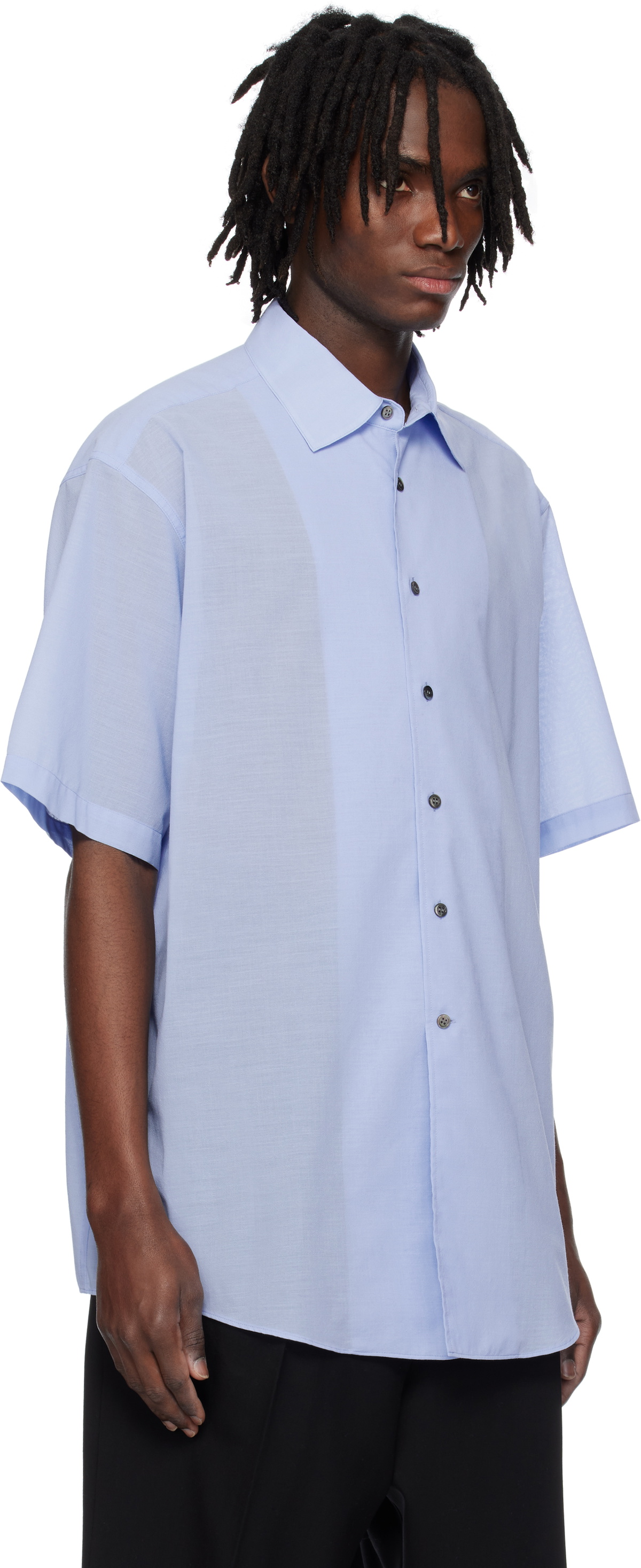 SOSHIOTSUKI Blue Wrinkle Viscorse Shirt