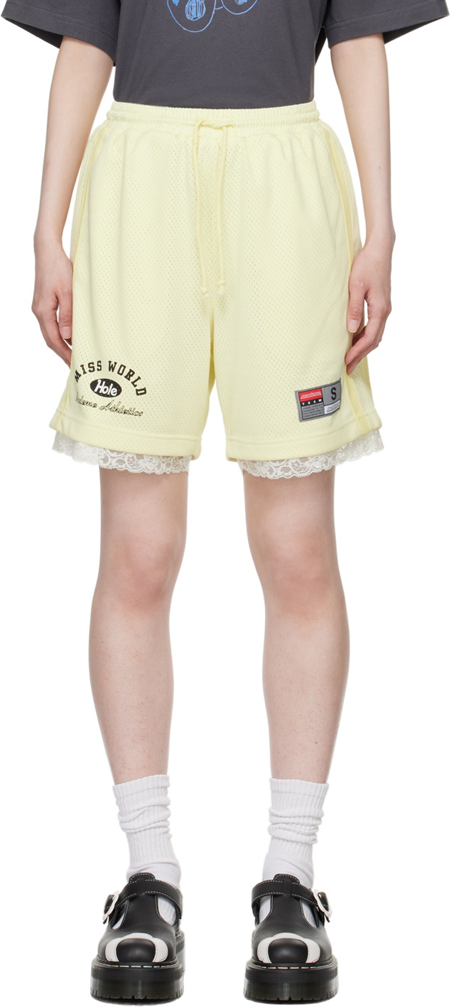 MadeMe Yellow Lace Trim Shorts