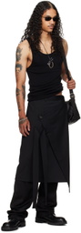LU'U DAN Black Embroidered-Logo Tank Top