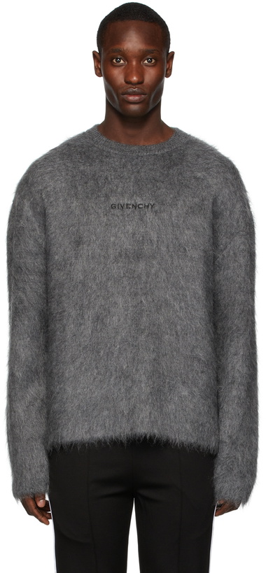 Photo: Givenchy Grey Chito Edition Mohair Dog Tag Sweater